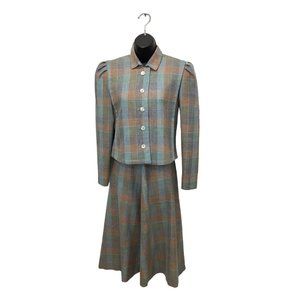 Vintage 1970's does 40's Plaid 2 Piece skirt set